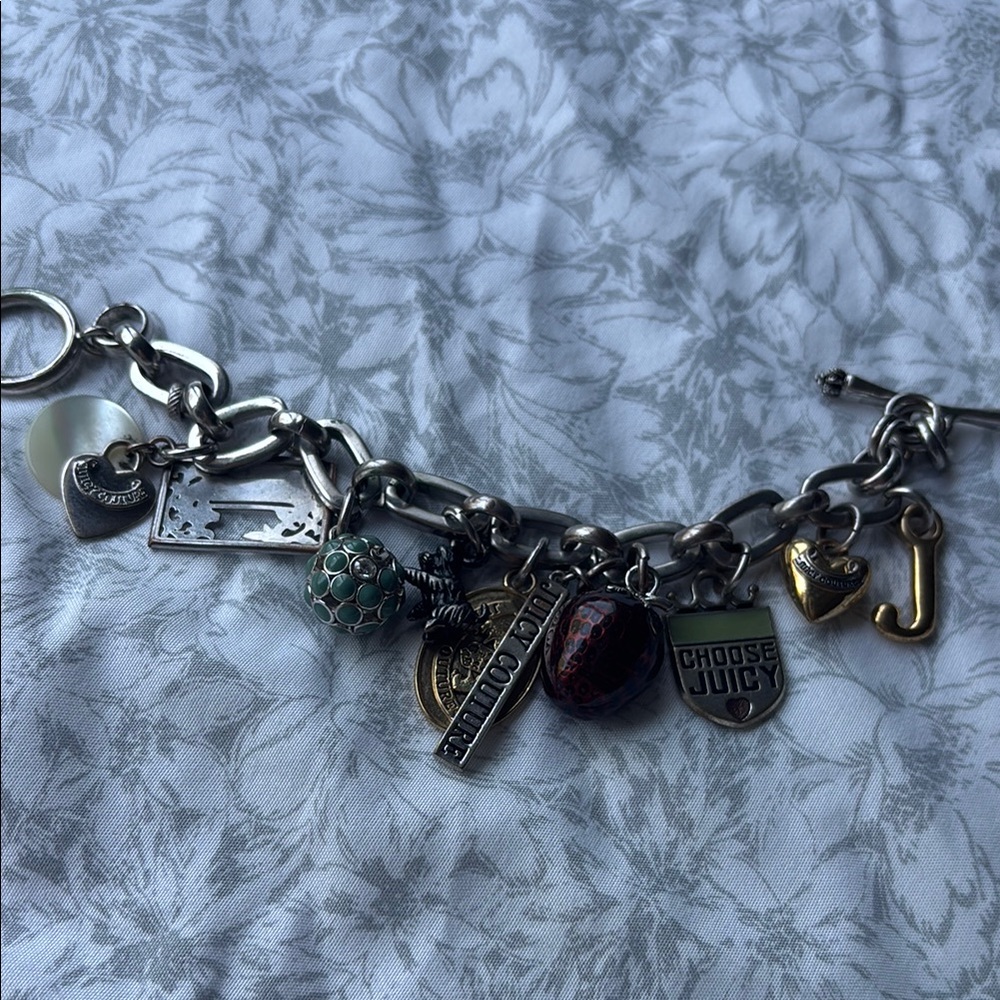Vintage Juicy Couture Silver and Gold Bracelet with Charms